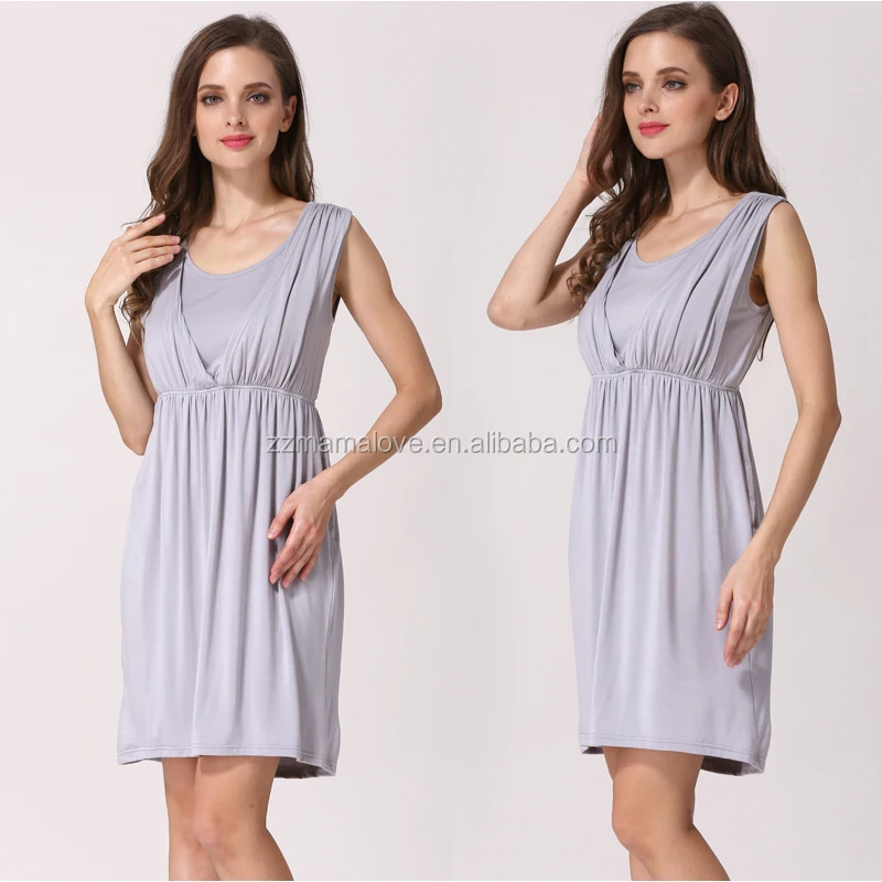 Mamalove Wholesale Custom Design Sleeveless Breastfeeding Dress Nursing Maternity Korean Fashion