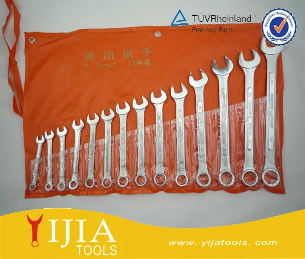 14pcs cheap chrome plated raised panel combination spanner set