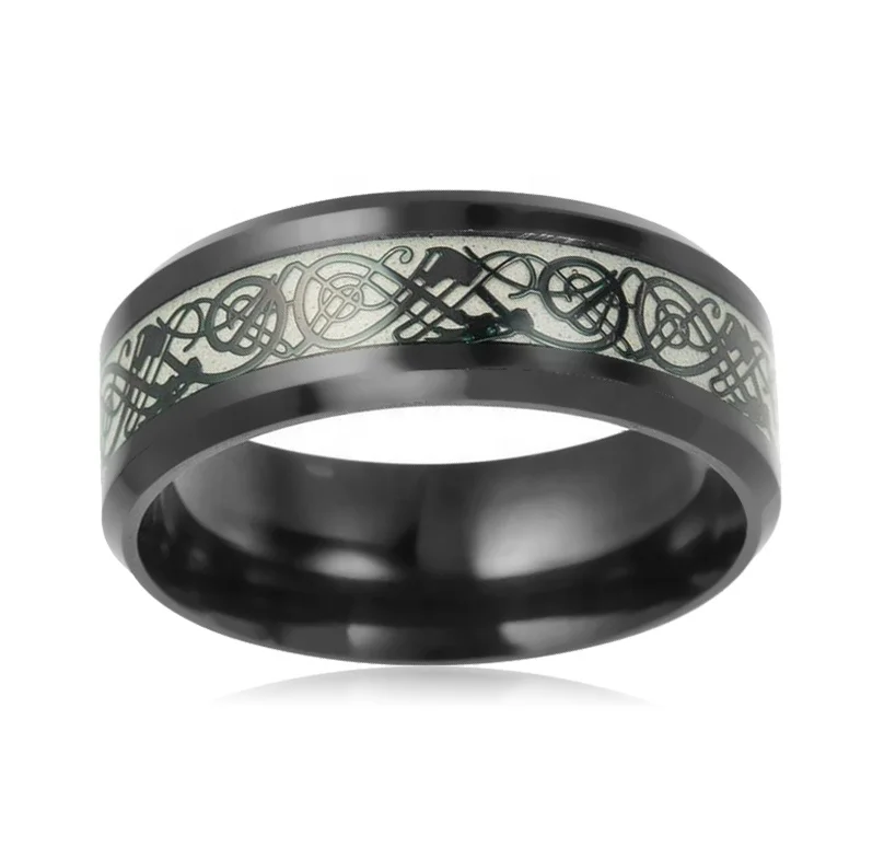 Wholesale Luminous Ring Gold Dragon Stainless Steel /Titanium  Ring Gift For Men Women