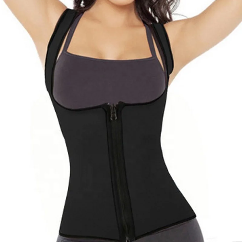 6298 Wholesale women Waist Trainer with personal logo Body Shaper with Zipper for Women Sweat Neoprene Sauna Vest shapewear
