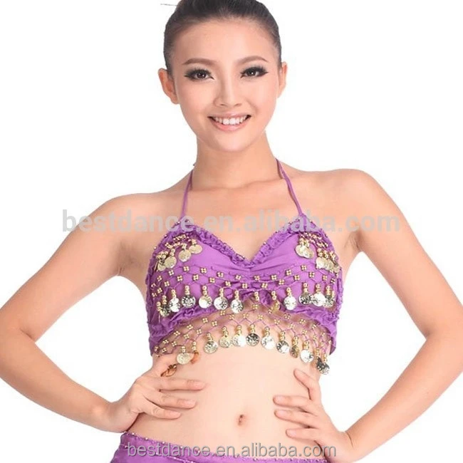 BestDance women belly dance chiffon bra tops indian belly dancing sexy coins bra tops