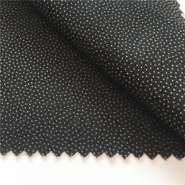 
water jet loom 75D fusible double dot coating hot melt glue interlock white interlining for man business suit and fashion suit 