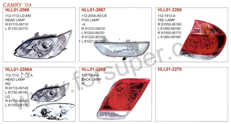 auto lamp and body parts for TOYOTA CAMRY 2004