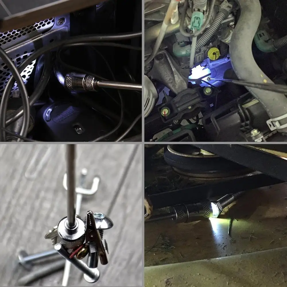 With 2 Telescopic Inspection Mirror Head & LED 5 LBS Magnetic Pick Up Tool 3pcs Inspection Tool Set