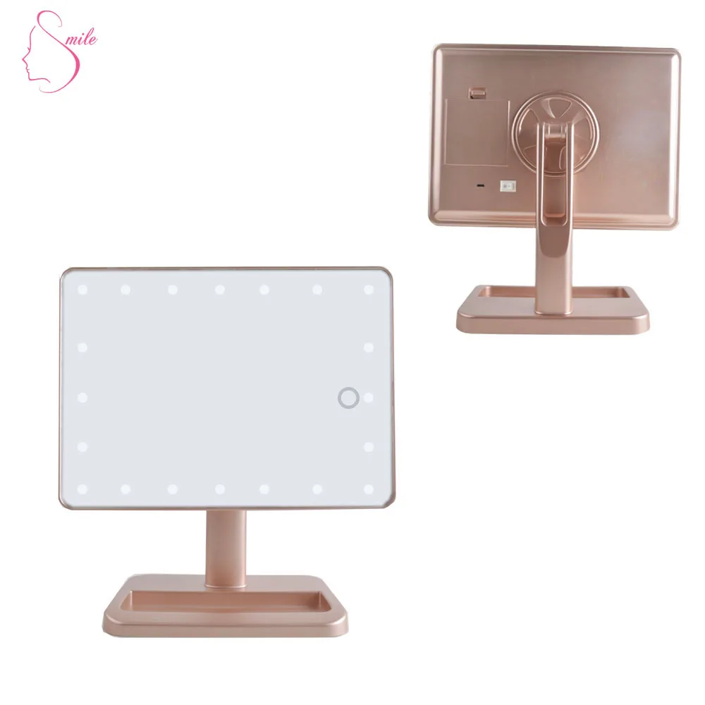 Trending Products 20 Lights Spot 2019 Rectangular Single Sides Mirror LED Light Makeup  Cosmetic Mirror with Touch Function