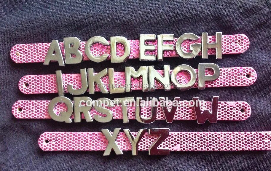 All Sufficient Polished High Quality personalized Zinc Alloy Metal DIY Plain slide alphabet letters