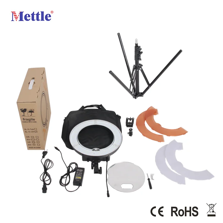 Mettle 42W RL-12 LED Type Ring Light Flash Light for Makeup and Video 180 pcs LED Light for DSLR Camera and Smartphone