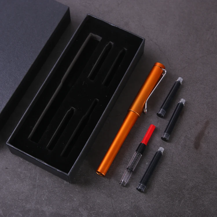 Набор перьевой ручки для офисной рекламы, подарочный набор ручек с рекламным логотипом на заказ, набор канцелярских принадлежностей на заказ со сменными картриджами