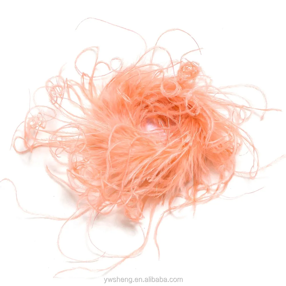 Wholesale Curly Ostrich Feather Puff Artificial Dress Up Hair Bow Clip for Accessories