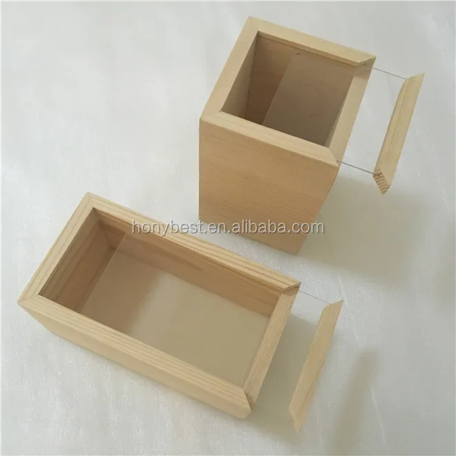 Acrylic Sliding Lid Small Wooden Display Boxes with Clear Glass Window