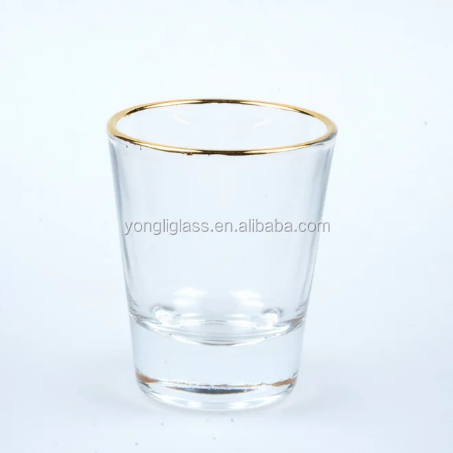 Wholesale gold rim mini shot glass, promotional gift wine glass, rum shot glasses wholesale for hotel