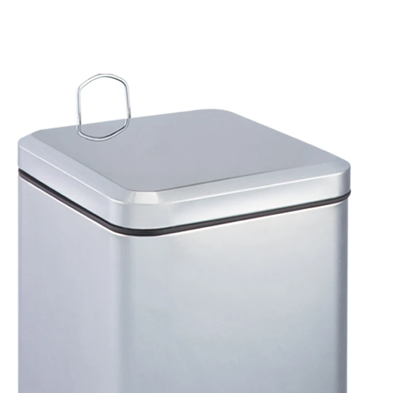 Stainless steel S/S Square Shape indoor metal Dustbin garbage bin waste can with food pedal and lid