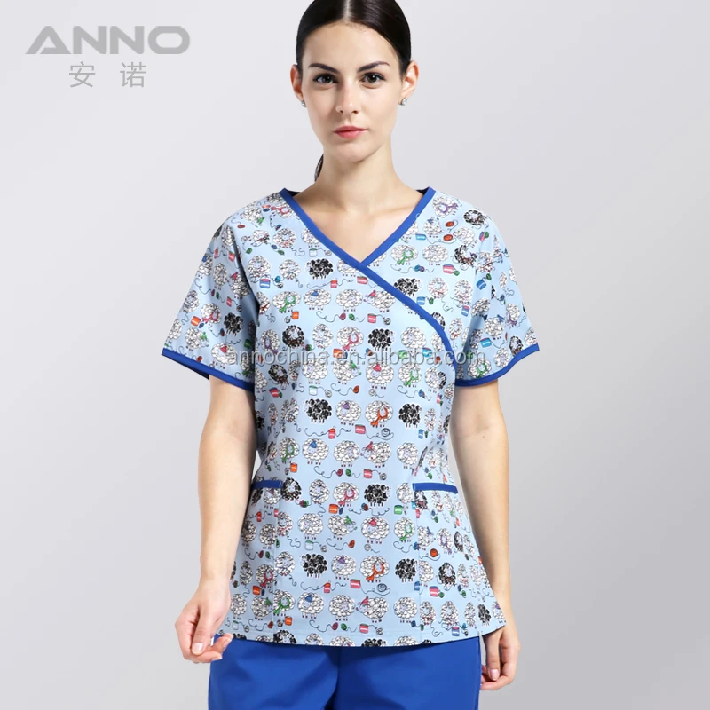 Hot Selling Waterproof Printing Nursing Clothes Hospital Medical Scrubs