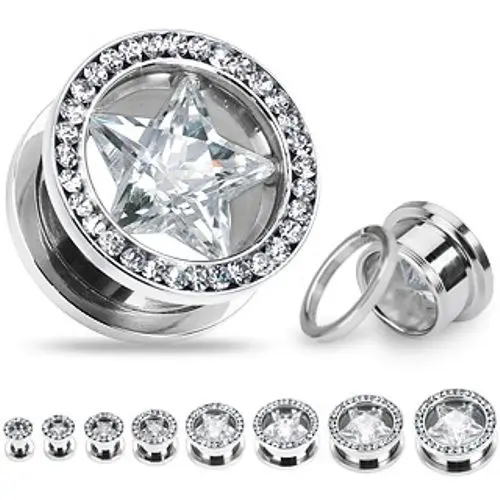 316l Steel Star Zircon Ear Plugs Tunnel Piercing Woman Ear piercing Fashion Ear Tunnel Piercing