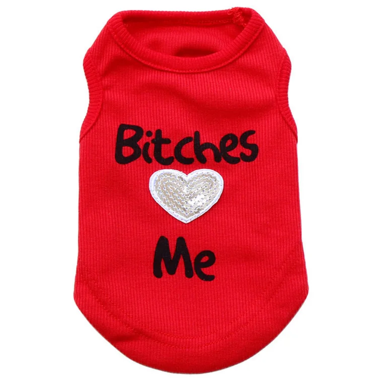 bitches love me love mommy love daddy pet dog vest polyester sleeveless pet products dog apparels