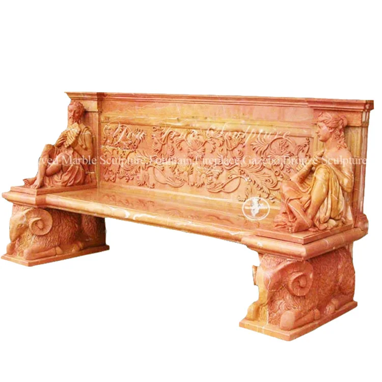 Hand Carved Natural Stone Outdoor Garden White Swan Statue Marble Bench Long Chair