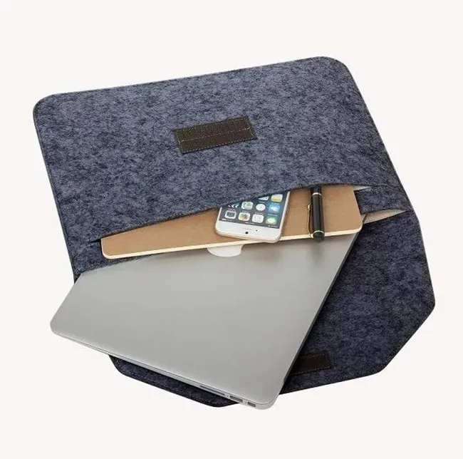Slim Wool Felt For Macbook Pro Retina 13 15 Sleeve Bag Notebook Flip Laptop Cover For Macbook Air 11 12 13 Handle Case