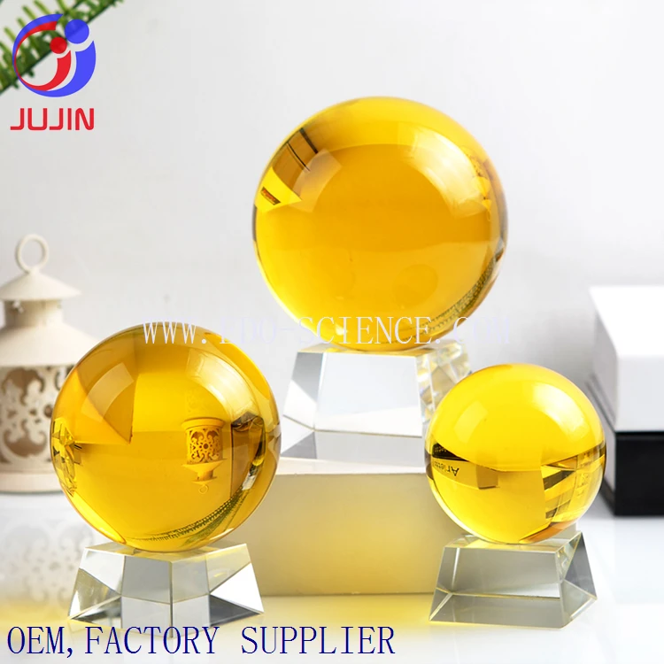 
3CM Yellow Asian Quartz Crystal Glass Ball Glass Sphere and minerals Magic Crystal Ball Sphere Fengshui Figurine Products 