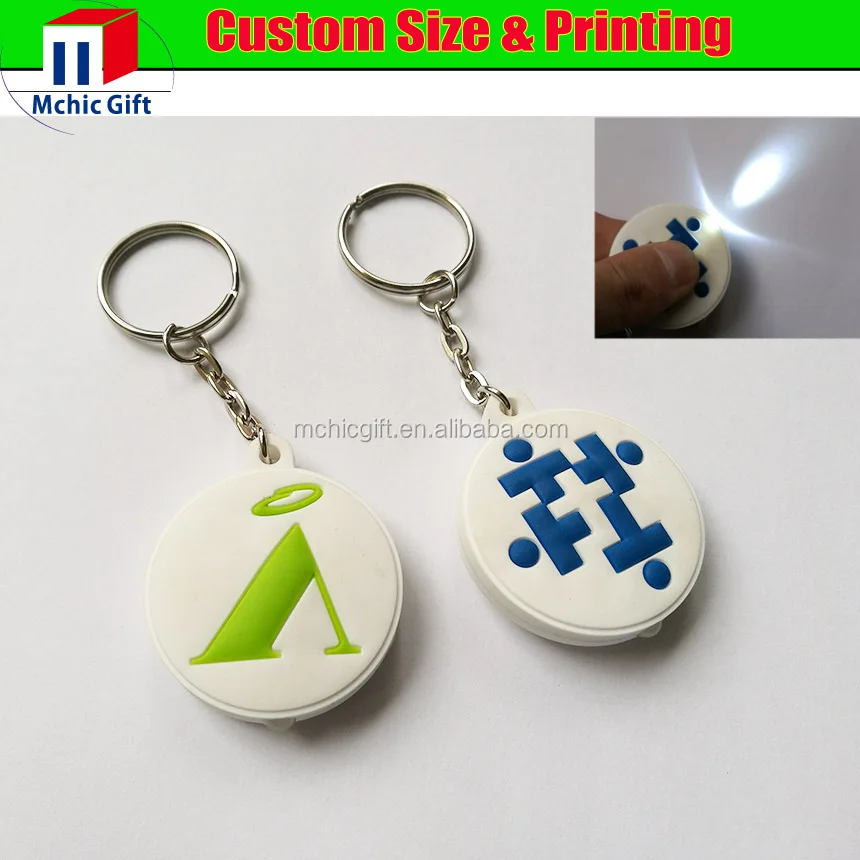 Premium customized plastic soft rubber led keychain with light, personal soft rubber light key chain