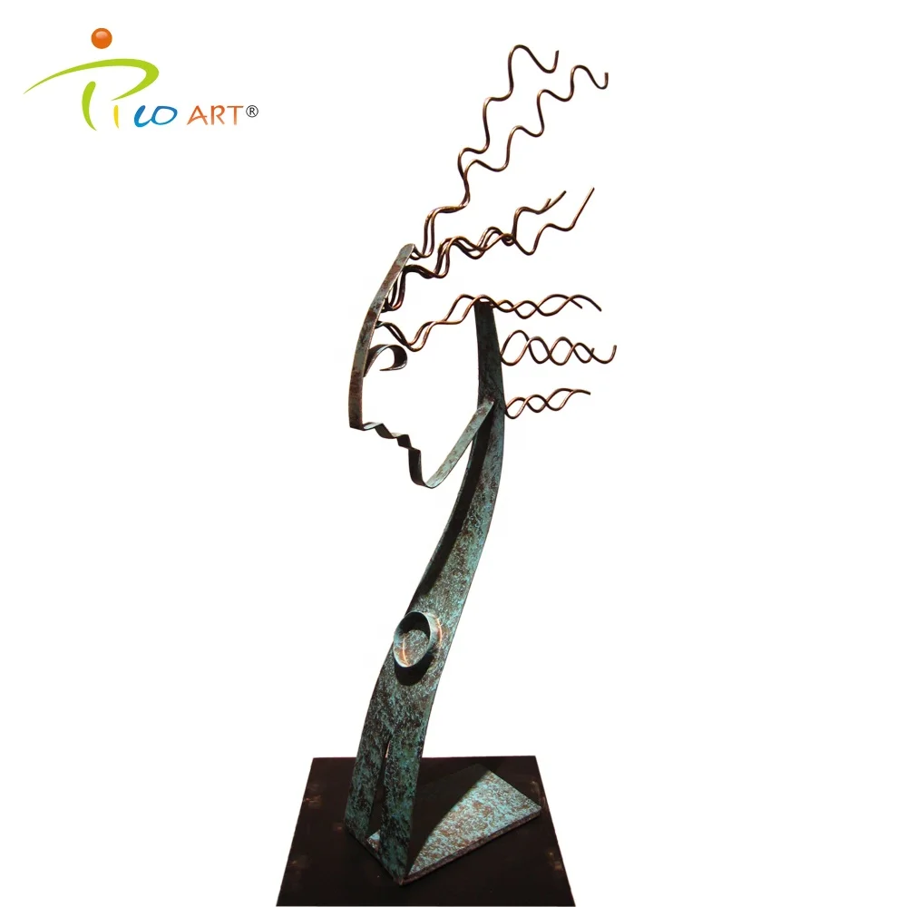modern abstract metal sculpture iron woman face sculpture ready for decor