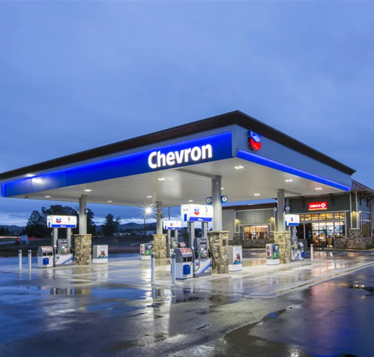 Prefabricated Space Grid Frame Steel Structure Shed Gas Station