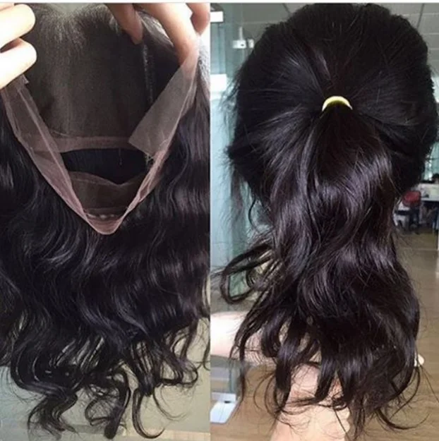 Оптовая продажа, необработанные волосы и фронтальные, недорогие 360 фронтальные волосы, 100% перуанские натуральные волосы с 360 закрытием