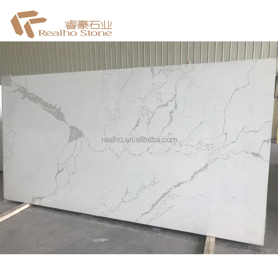 Белый Мраморный кварц Calacatta для кухни