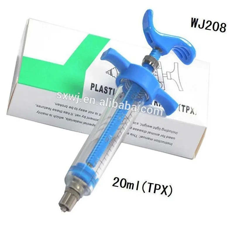 10ml 20ml plastic steel syringe valve blue veterinary syringe