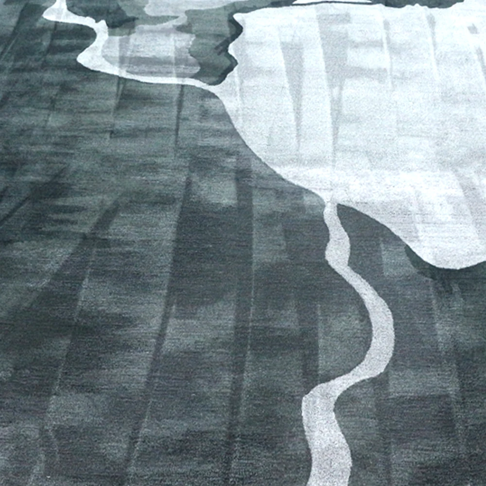 Interior grey hand tufted rug rectangular wool carpet