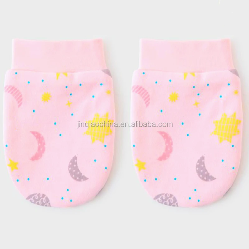Lovely printed cotton 0-3 months newborn anti scratch baby cheap mittens