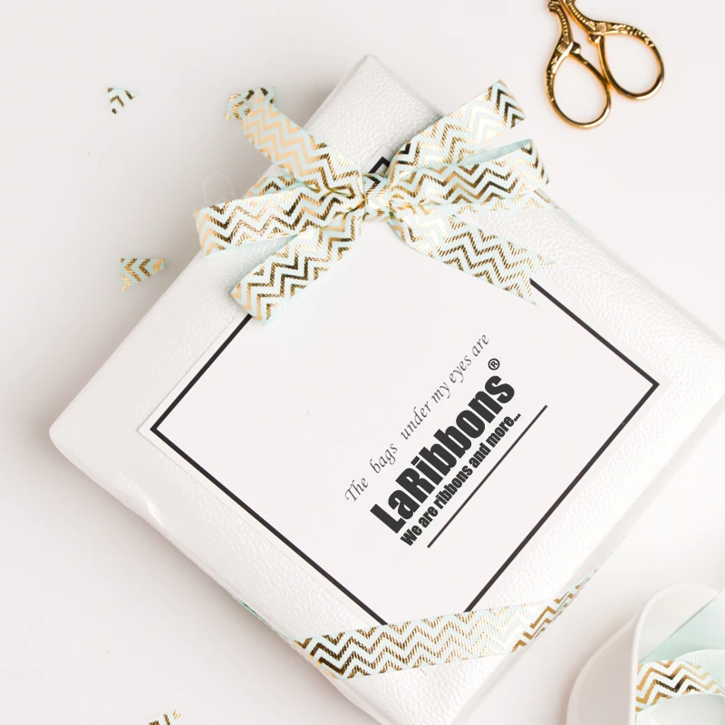 
High Grade Screen Ink & Metallic Gold Foil Printed Satin Grosgrain Ribbon 