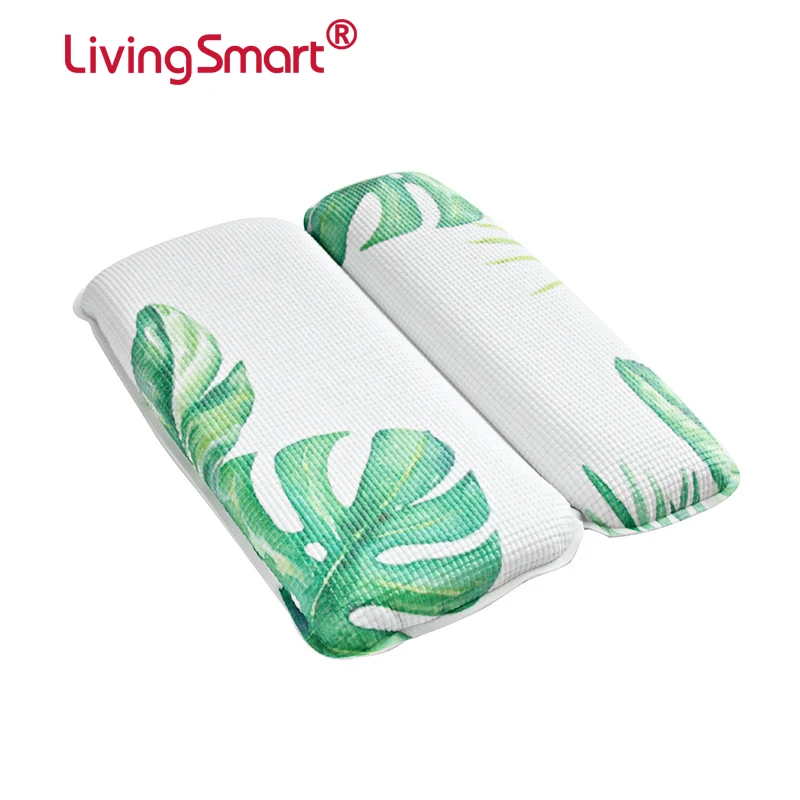 Comfortable, Soft Green Leaf PVC Foam Large Bath Pillow headrest sucker with suction cups