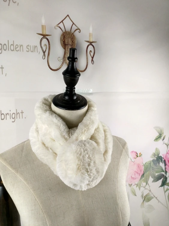 STABILE New Ladies fashion faux fur scarf warm in winter Rabbit fur ball scarf
