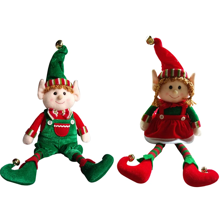 Hot Sell Xmas Decorations Elves Set Plush Christmas Elf Figure Toy