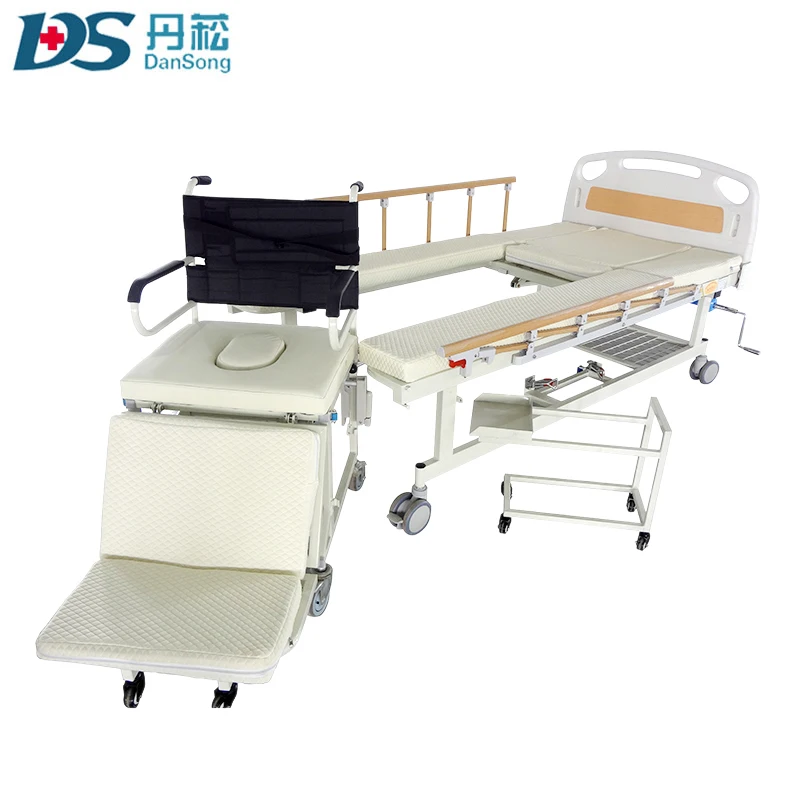 Medical equipment back adjustable manual wheel chair cum hospital bed