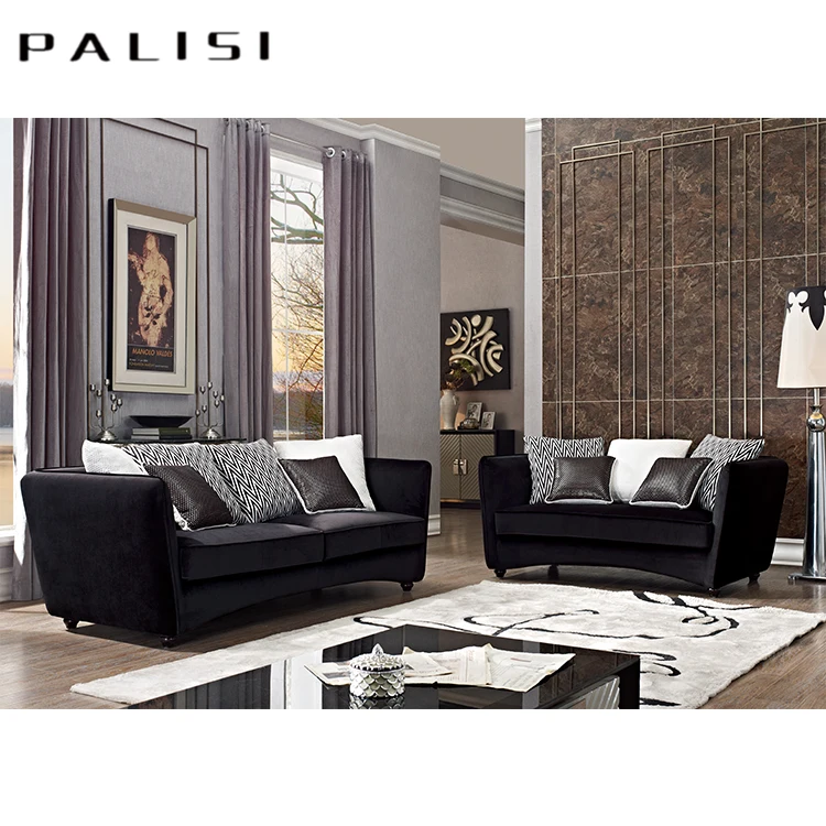Итальянский современный классический черный бархатный тканевый деревянный диван для отеля