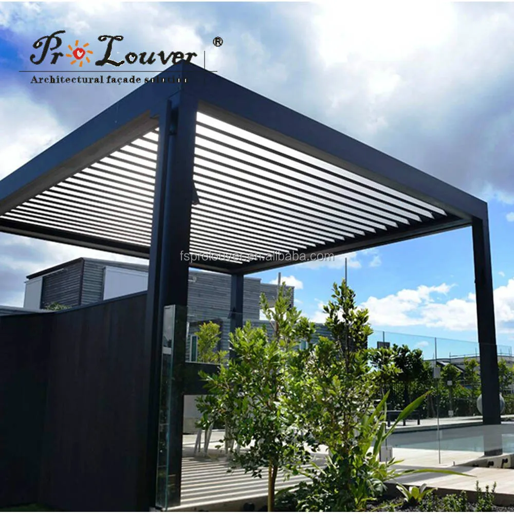 Pergola motorized sun louver,waterproof louver,open roof louver