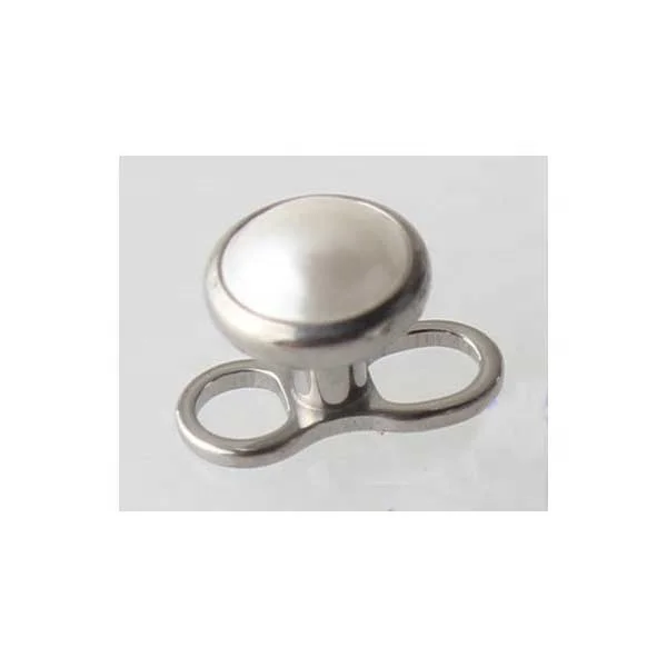 Pearl Gem Tops G23 Titanium Dermal Anchor 2 Holes Base Piercing Body Jewelry