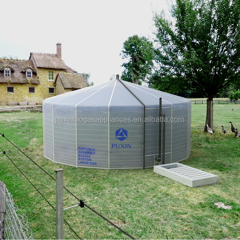 PUXIN Newest Design Midium and Large Size 66m3 Portable Assembly Membrane Biogas Plant