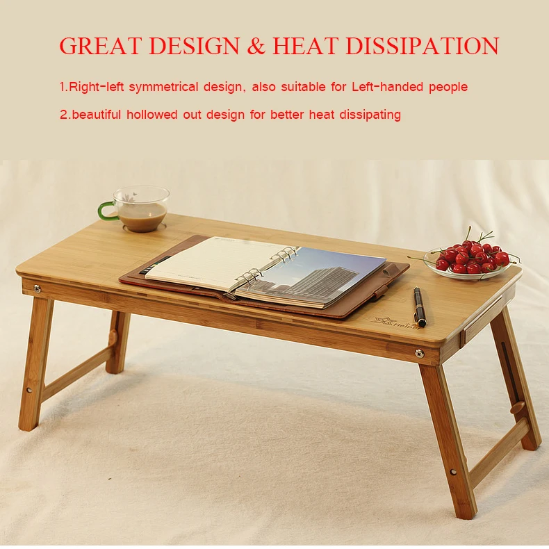 Бамбуковый столик для ноутбука с правой/левой ручкой, бамбуковый складной поднос для кровати