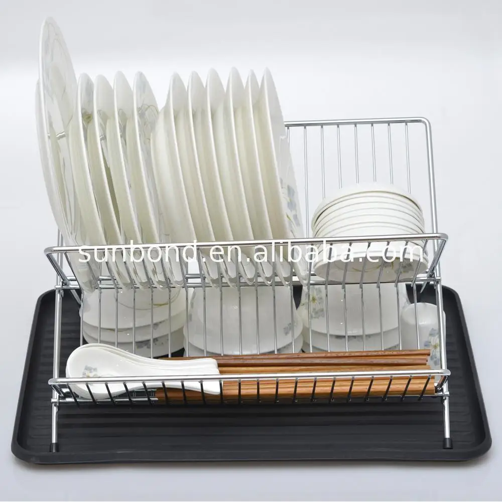 
Manufacturer large dish drainer with drip tray cutlery holder kitchen sink rack plate 