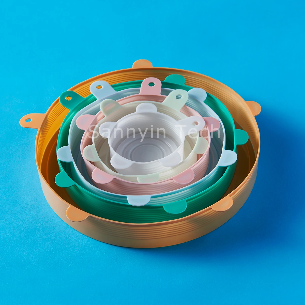 6/7/8 Pack New Designed Low MoQ Low Price Various Sizes Reusable and Durable No Spill No Slip  Cap Food Silicone Stretch Lids