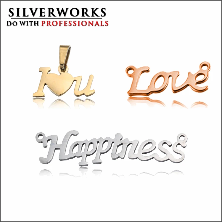 
Custom stainless steel alphabet letter charm pendant 