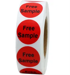 Hybsk Free Sample Stickers 1 Inch Round Red Adhesive Labels for promotion 500 Per Roll