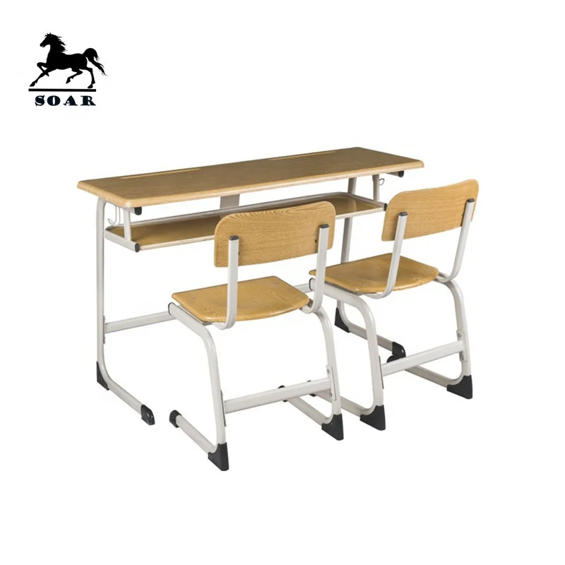 
2 seater double plastic student desk and chair set for school furniture 
