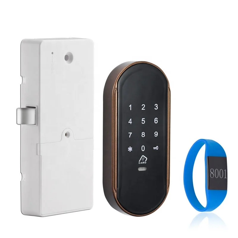 Keyless digital touch keypad office table drawer lock with waterproof bracelet