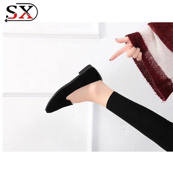Woman flat shoe pointed suede ladies plus size fashion latest casual shoes