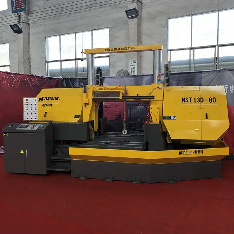 
High Quality Double cylinder Semi Automatic ODM Iron Metal Cutting Die Steel CE ISO Horizontal Band Sawing Machine NST130-80 