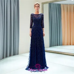 Long Sleeves Luxury Evening Dress 2021 Dubai V-Neck Mermaid Evening Gown Long Heavy Beaded Prom Party Dress Robe de Soiree