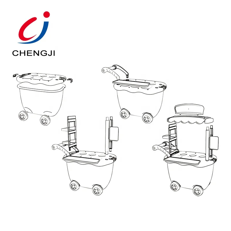 Kids Toy Ice Cream Dessert Truck Cart Toy Plastic Toys Ice Cream Candy Trolley Carts Pretend Play Set